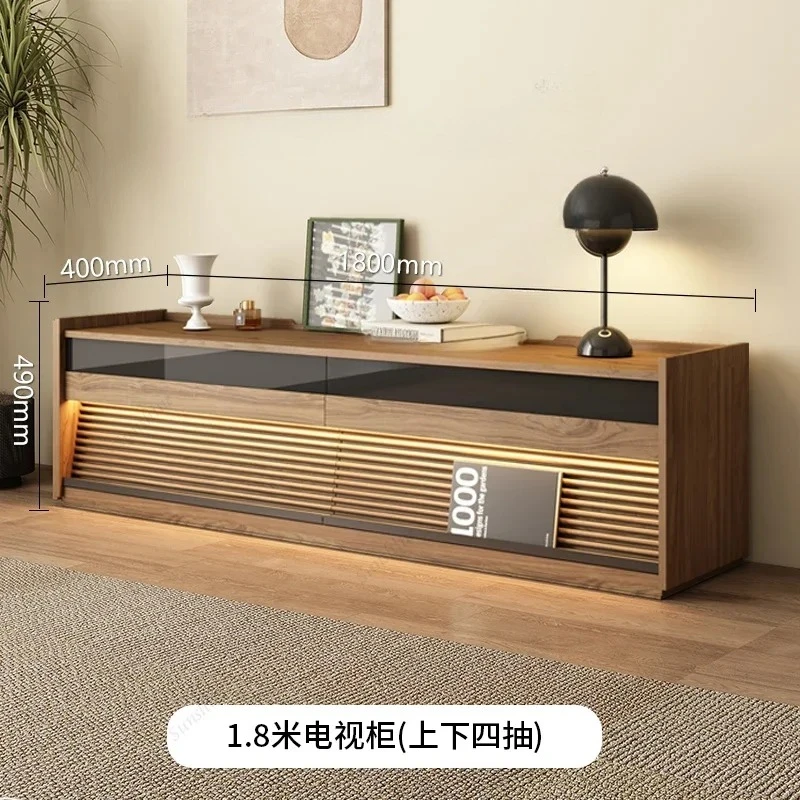Modern simple rock slab square mobile coffee table Japanese-style small apartment living room TV cabinet combination creative  F