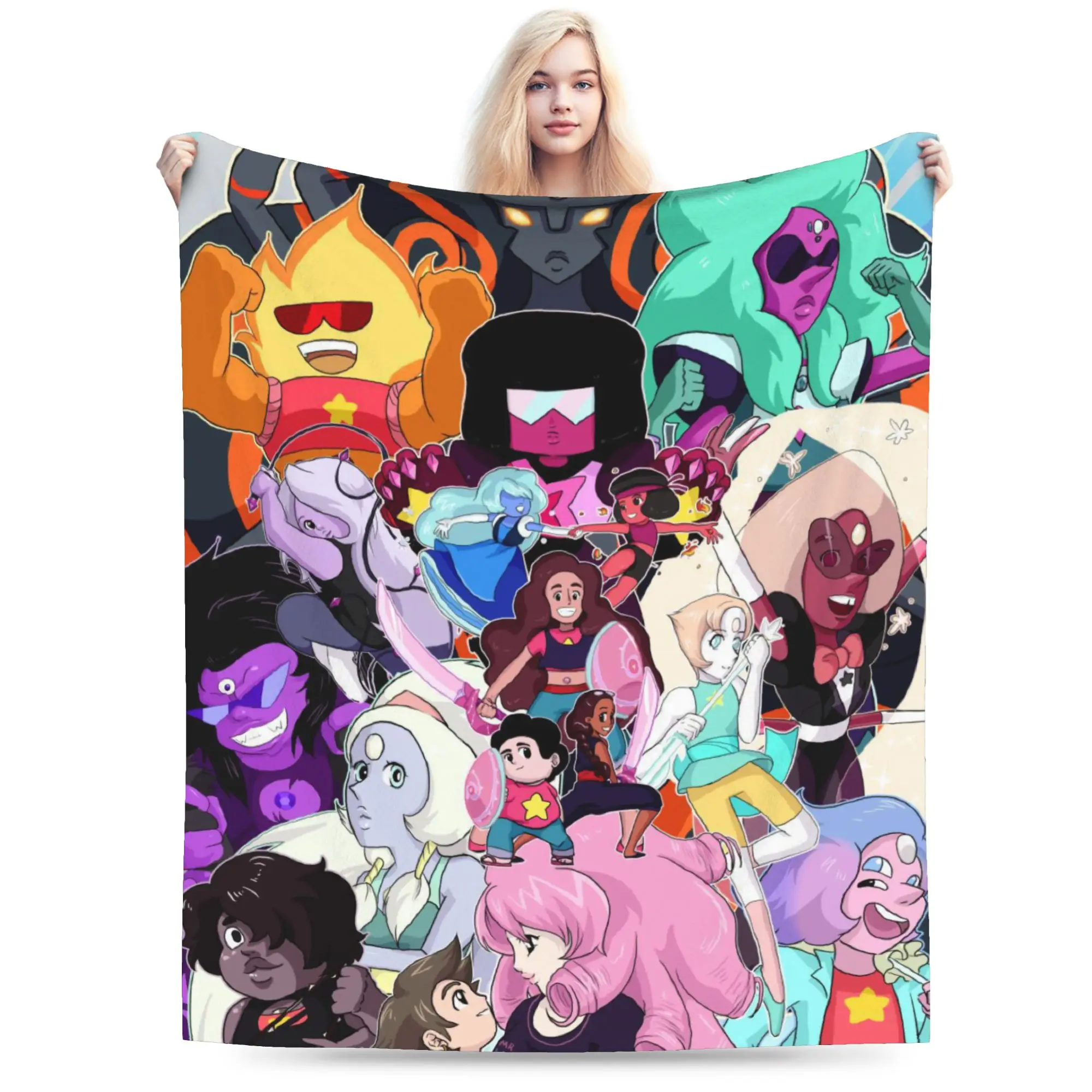 Custom Steven Universe Blanket Warm Fleece Soft Flannel Children Gift Cartoon Throw Blankets for Bedding Couch Office Spring