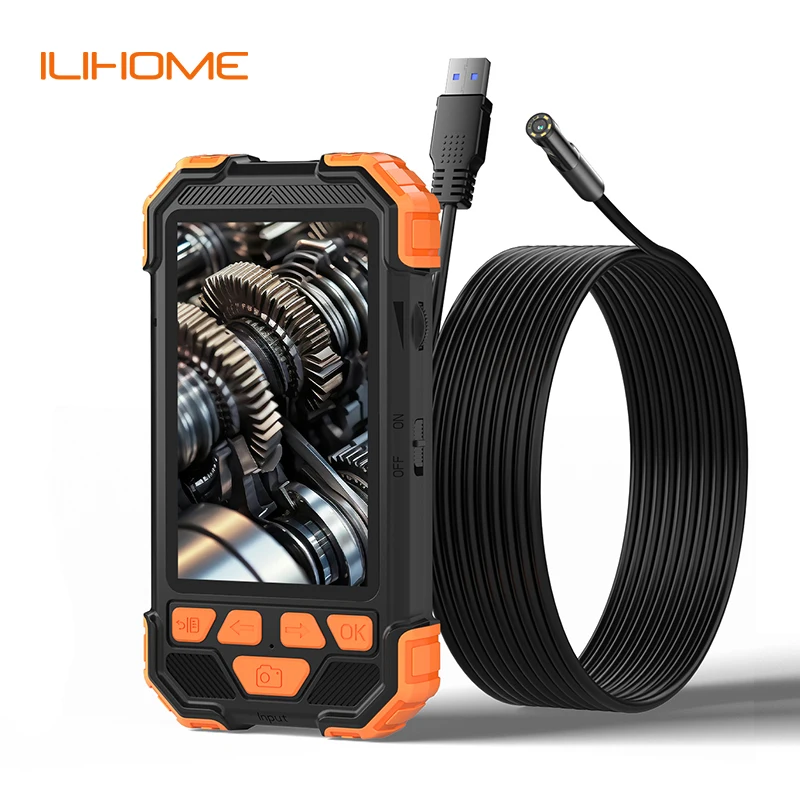 Industrial Endoscope Camera 4.3 Inch IPS Screen HD1080P Single Dual Triple Lens Pipe USB Car Inspection Borescope Waterproof LED