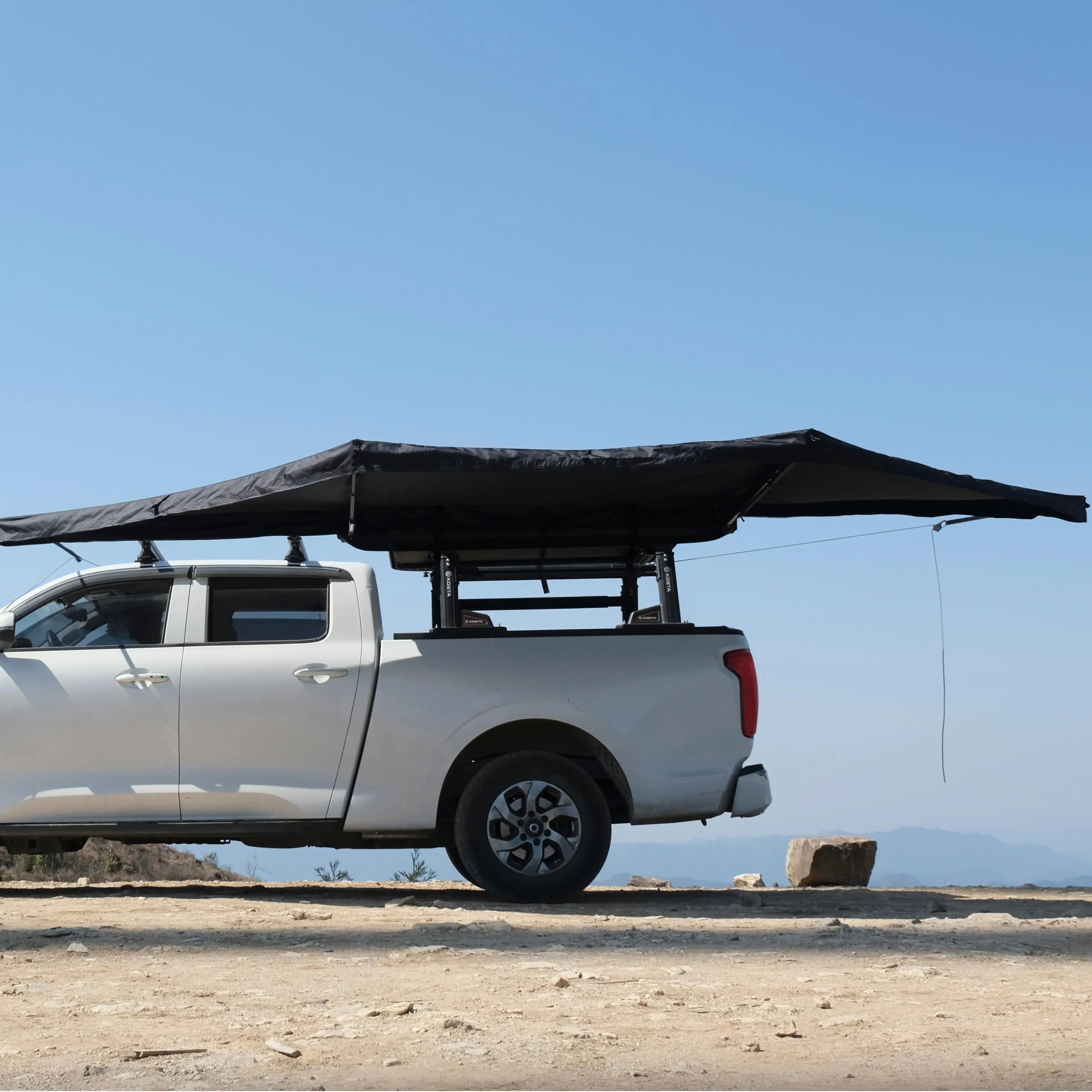180 Car Awning,Side Awning with Nylon Fabric Four-Season Waterproof Quick Automatic Opening for 4WD Trucks and Campers,2M