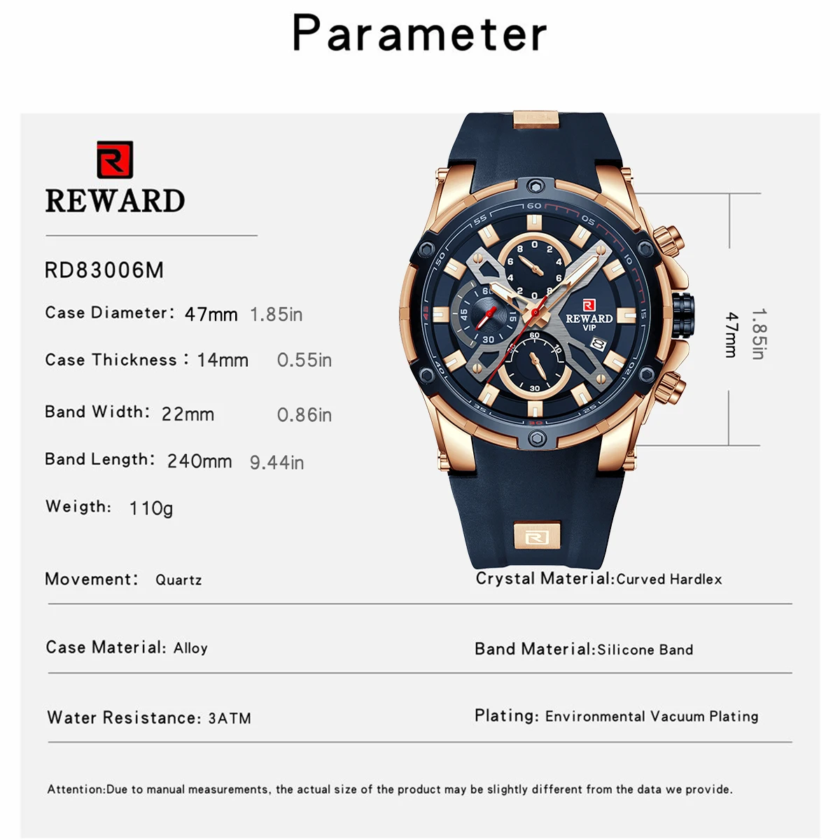 REWARD Luxury Sport Men Quartz Watch Man Wristwatch Chronograph Silicone Strap Waterproof Luminous Hands Date Men\'s Watches