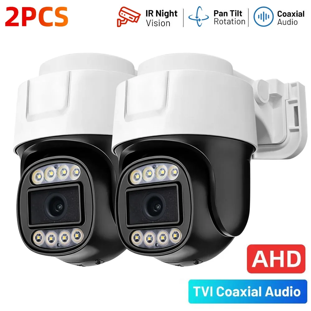 2-Pack 2MP CCTV AHD PTZ Camera with Full Color Night Vision, UTC Coaxial Control & TVI/CVI 4in1 Compatibility