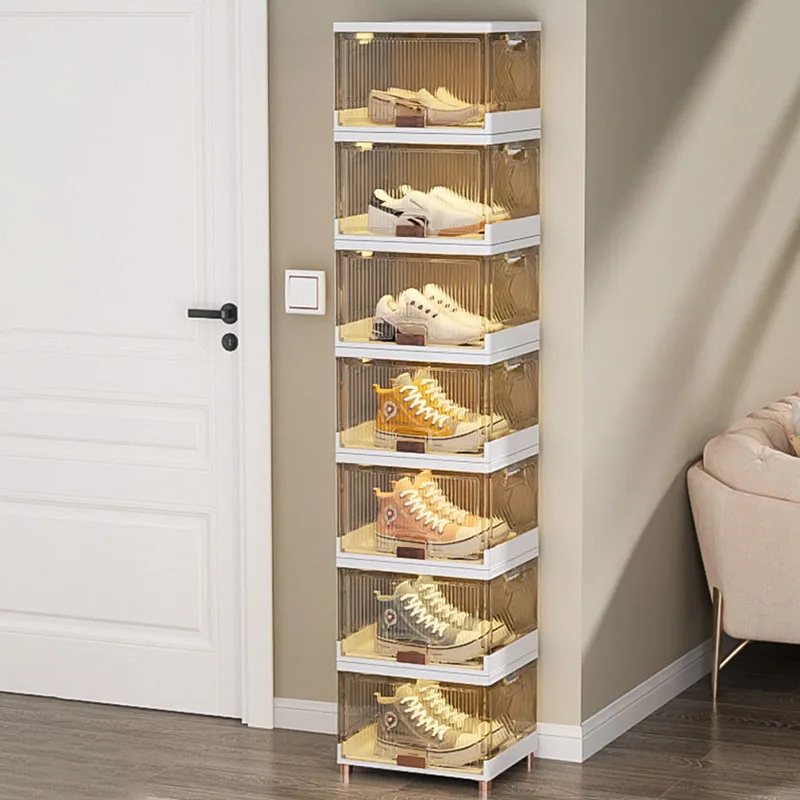 1pc transparent flip shoe storage box, with 2/3/4/5 layers, dustproof, moisture-proof, load-bearing and pressure resistant