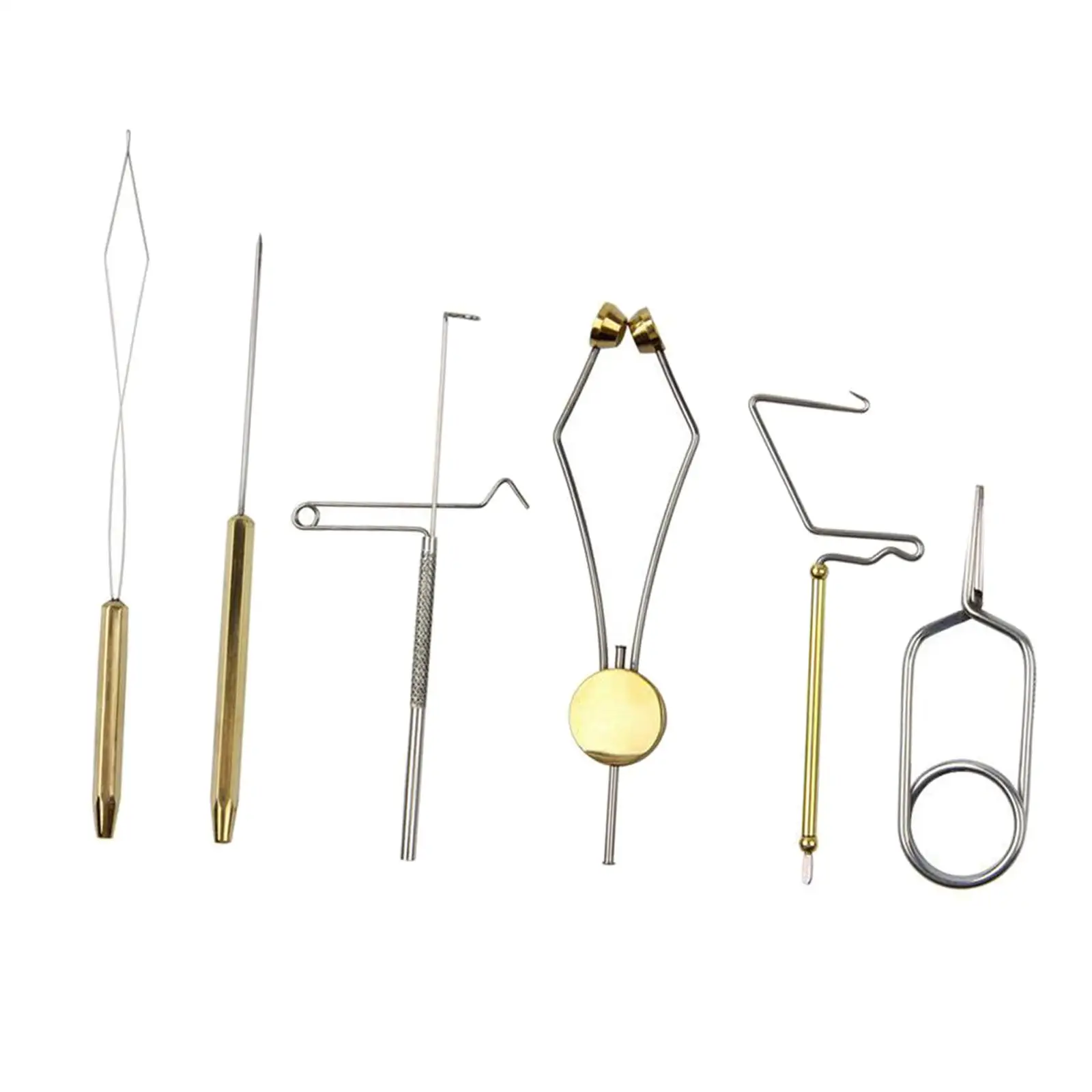 6pcs/set Fly Tying Tool Dubbing Needle Bobbin Thread Holder Tip Hackle Plier