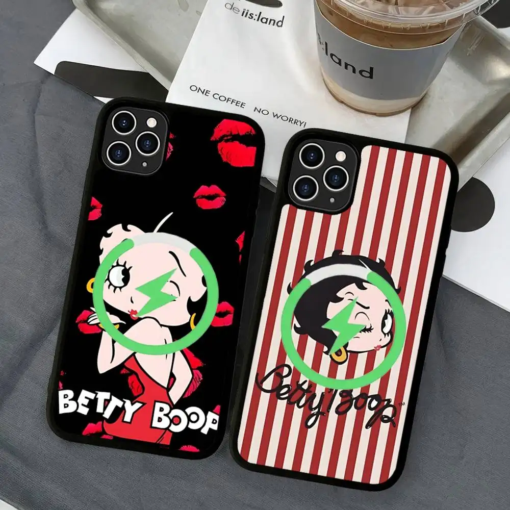 

Cartoon B-Betty Boop Sexy Girl Magnetic Matte Phone Case For IPhone 16 17 15 14 13 12 11 For Magsafe Wireless Charge Cover