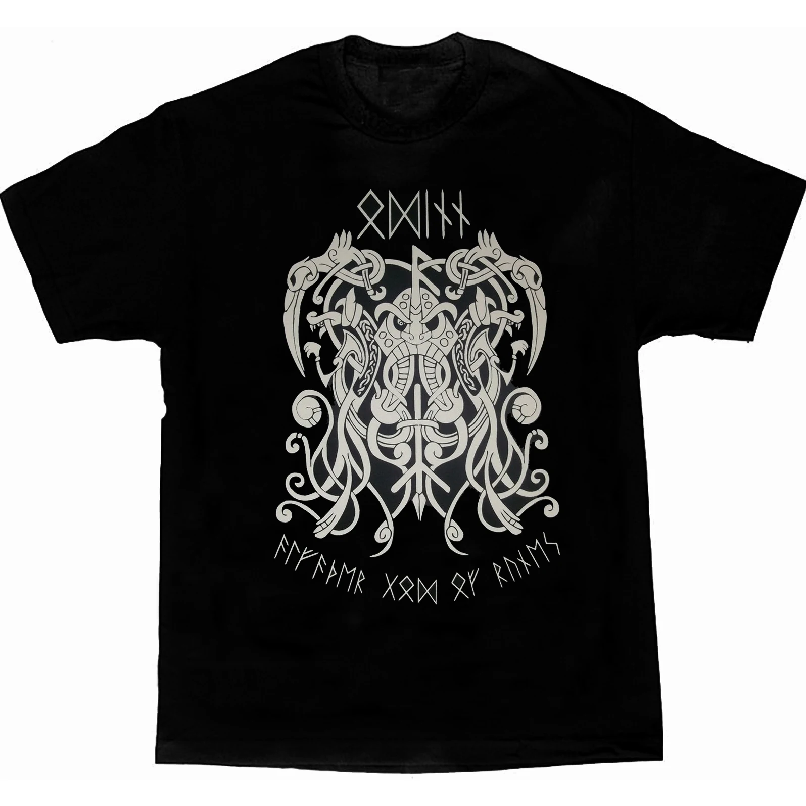 Nordic  Pagan God Odin Rune T-Shirt 100% Cotton O-Neck Summer Short Sleeve Casual Mens T-shirt Size S-3XL