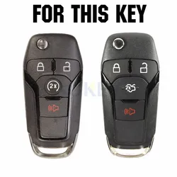 For Ford F-150 F-250 F-350 Fusion Fiesta Mustang Explorer Skin Shell Pocket 4 Button Silicone Car Remote Key Fob Cover Case