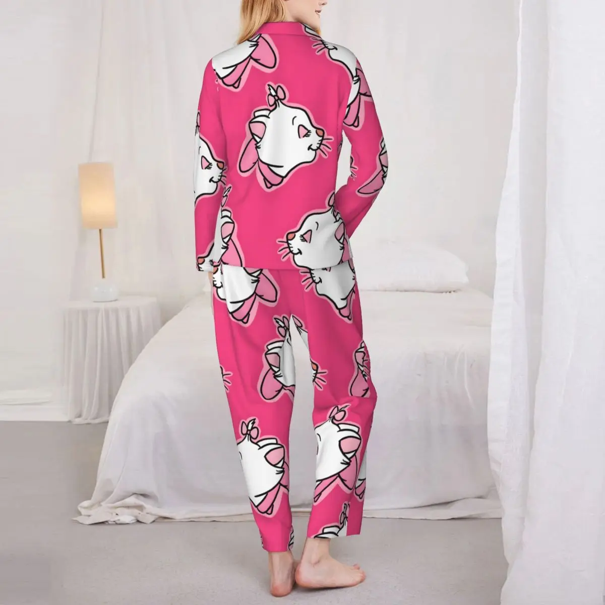 M-arie Conjunto de pijamas femininos com botões, 2 peças, pijama feminino, roupa de dormir