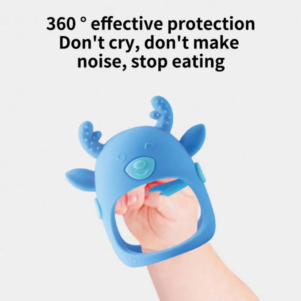 Baby Hand Guard Gum Deer Shape Tooth Grinder Silicone Teether Chew Toys Baby Teether Anti Eating Hand Artifact Baby Accessories