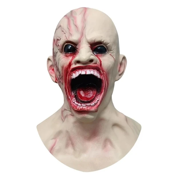 หน้ากากผีดิบ Creepy Halloween Props น่ากลัวหน้ากากใบหน้าสมจริงผู้ใหญ่คอสเพลย์เครื่องแต่งกาย Props สยองขวัญติดเชื้อหน้ากากผีดิบ