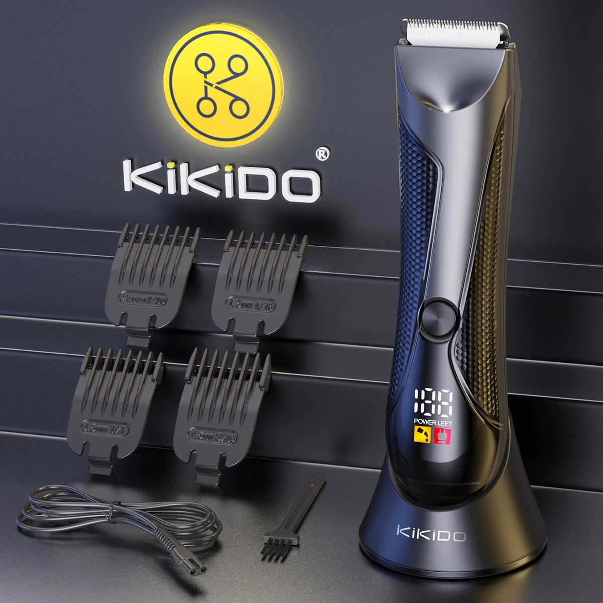 

KIKIDO Men's Body Hair Trimmer Waterproof Shaver Professional Beard Razor Rechargeable Hair Removal Bikini Trimmer with Base