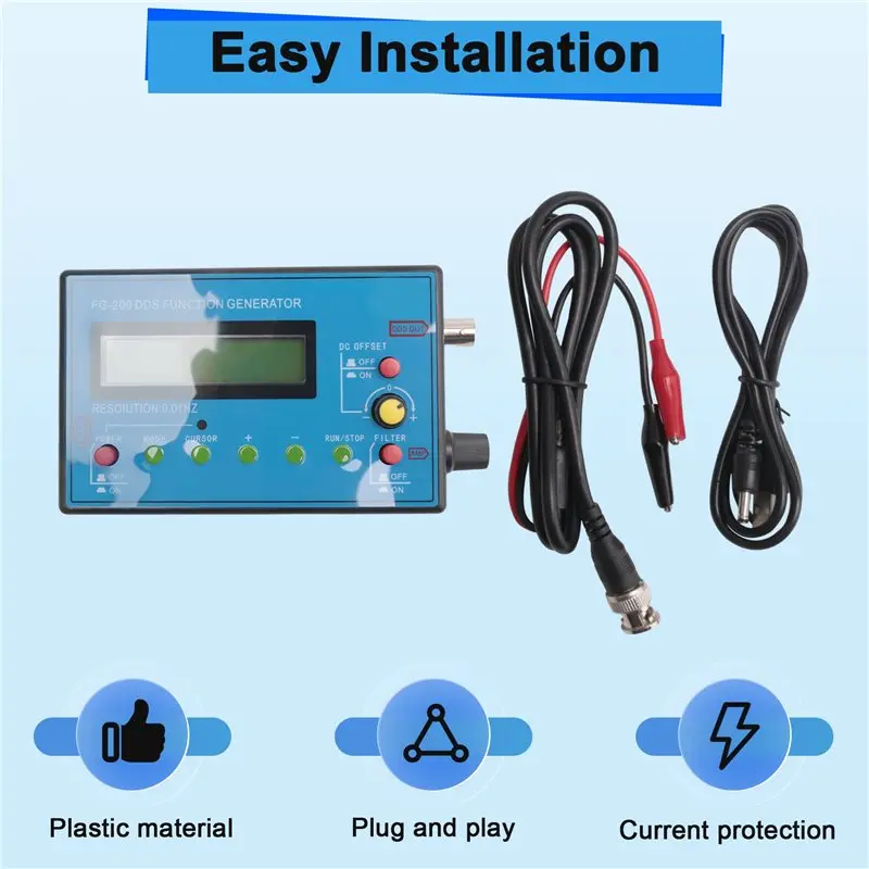 J1UL1N FG-200 DDS Function Signal Generator Frequency Counter 0.01Hz -500Khz Signal Source Module Sine+Square+Sawtooth Waveform