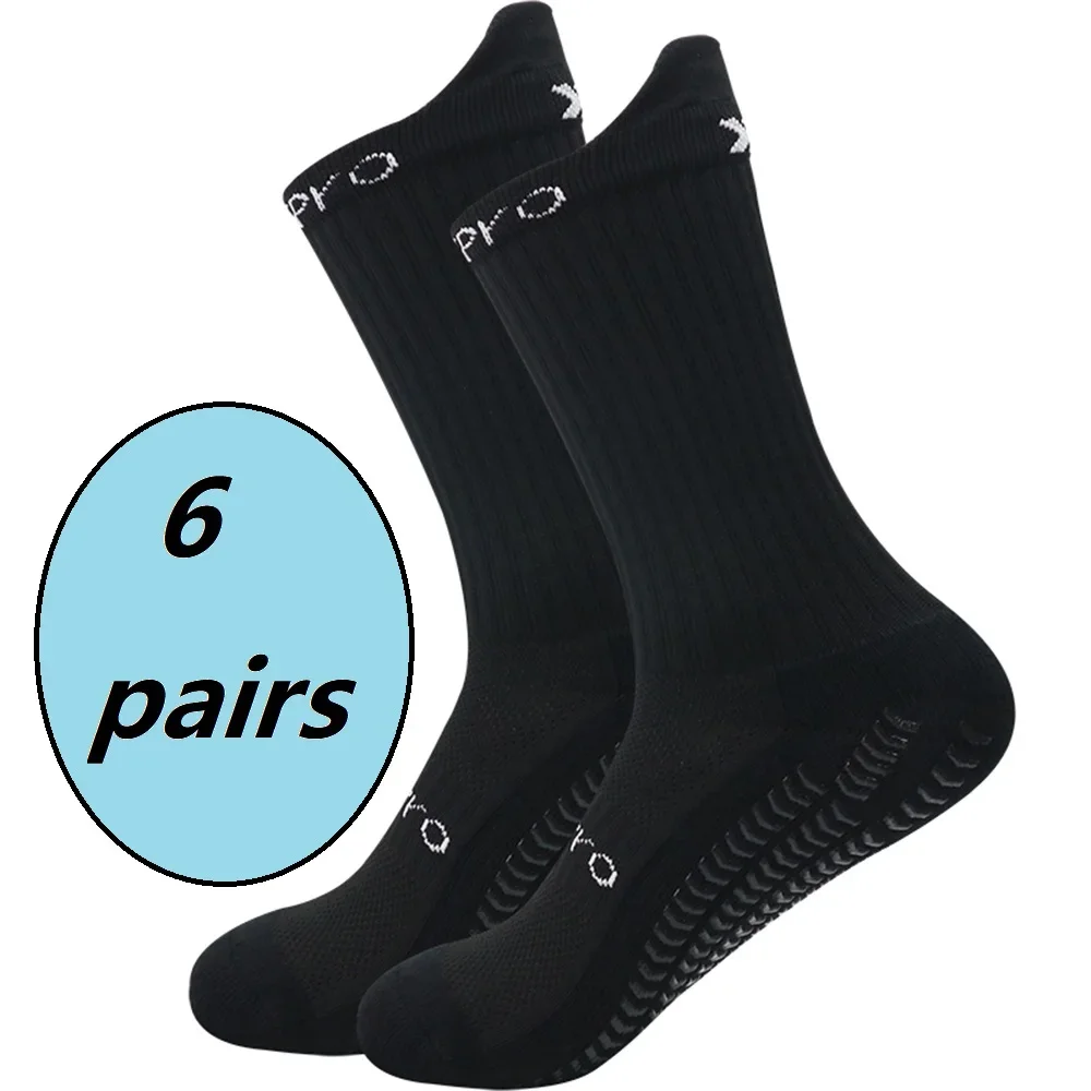 6 Pairs Anti-Slip Grip Socks, Powerful Grip Football Socks, Breathable Men Sports Socks, One Size Fits All