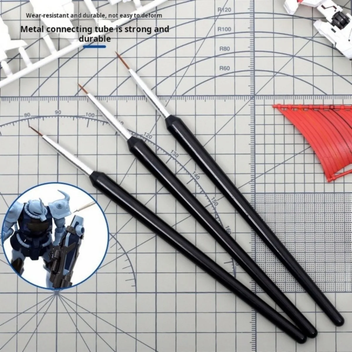 3pcs/pack Model Paint Brush Gundam Model Coloring Lining Pen for Gunpla Figurines Painting Fine Detail Brush HD-B001