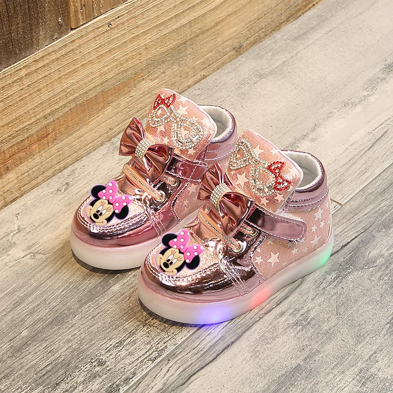 

Disney Mickey Mouse New Breathable children led Lighted Casual Shoes Girls Cartoon Sneakers