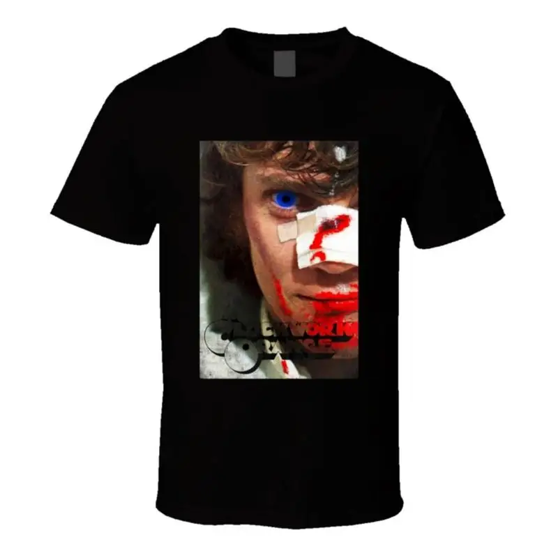 تي شيرت برتقالي على شكل عقارب الساعة Alex Malcolm McDowell Kubrick الكلاسيكية لمحبي الفيلم