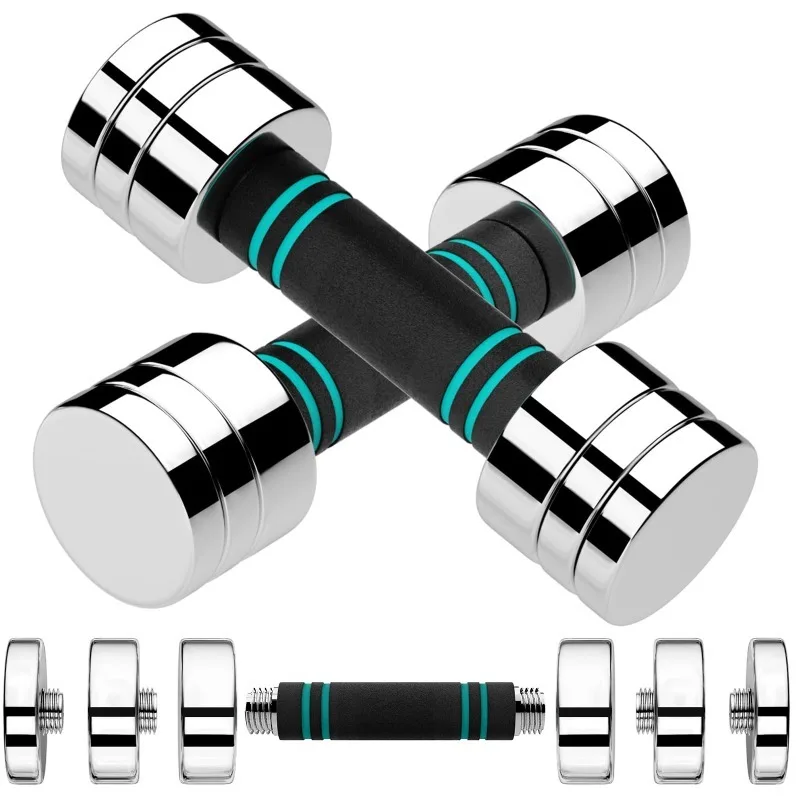 Juego de mancuernas ajustables de acero de 2,5 kg/5 kg/7,5 kg/10 kg, juego de 2 mancuernas de pesas libres, mango de espuma antideslizante y cómodo para el hogar