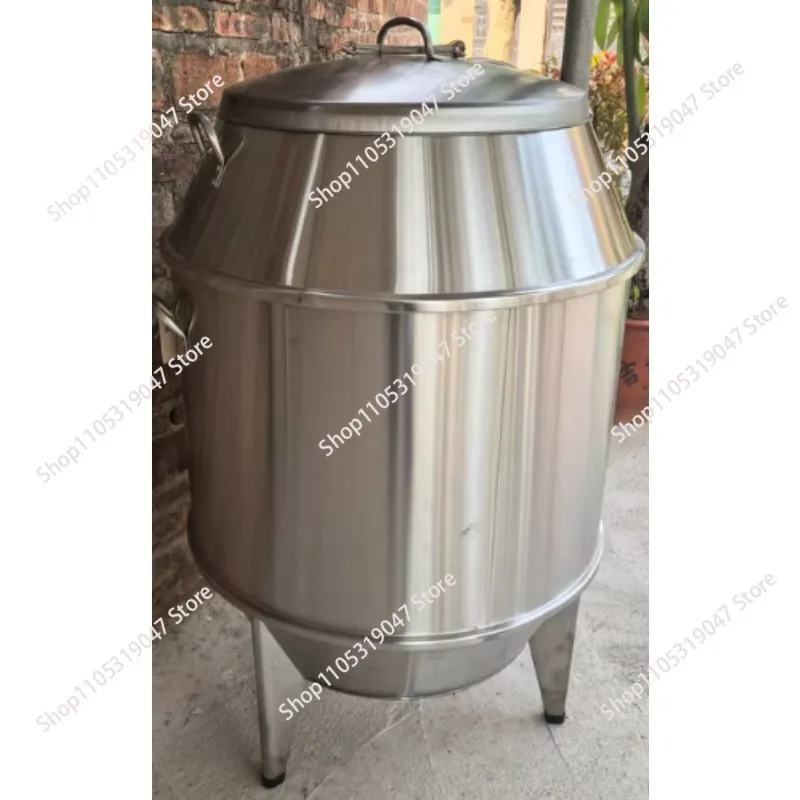 Commercial gas charcoal roast chicken stove roast goose stove double layer thickened stainless steel crispy pot