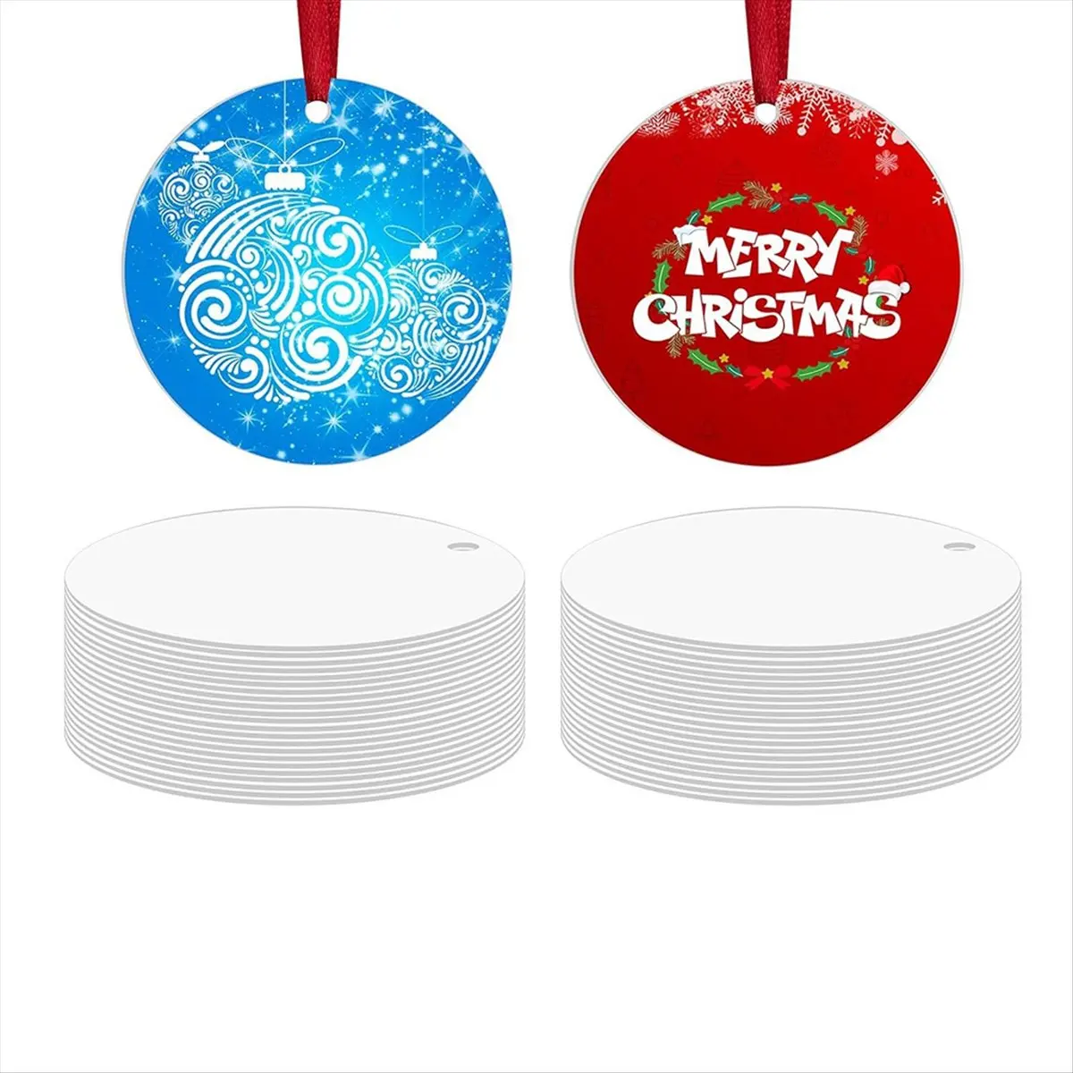 AA79~36 Pcs Metal Sublimation Ornament Blanks,Sublimation Christmas Ornament Blanks for Christmas Tree Decor