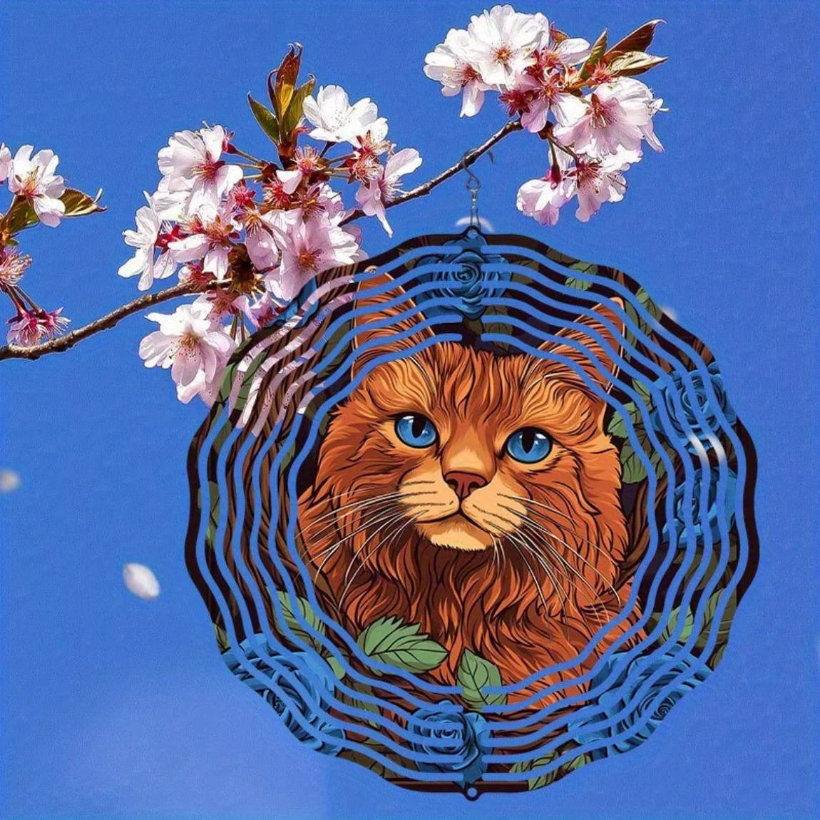 Rose & Cat Metal Wind Chime (Rotating Hook) | Decor | Ideal Halloween & Christmas Gift for Cat Lovers