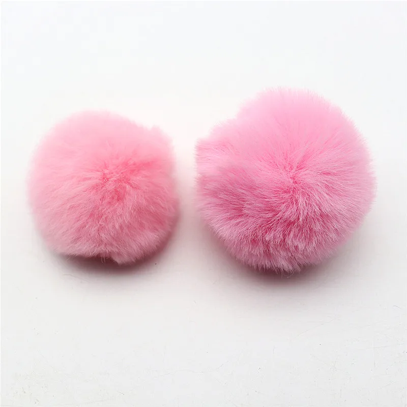 15pcs Fluffy Soft Imitation Rex Rabbit Pom Pom Faux Plush Pom Pom DIY Keychain Backpack Pendant Home Decor Pompom  5-8cm