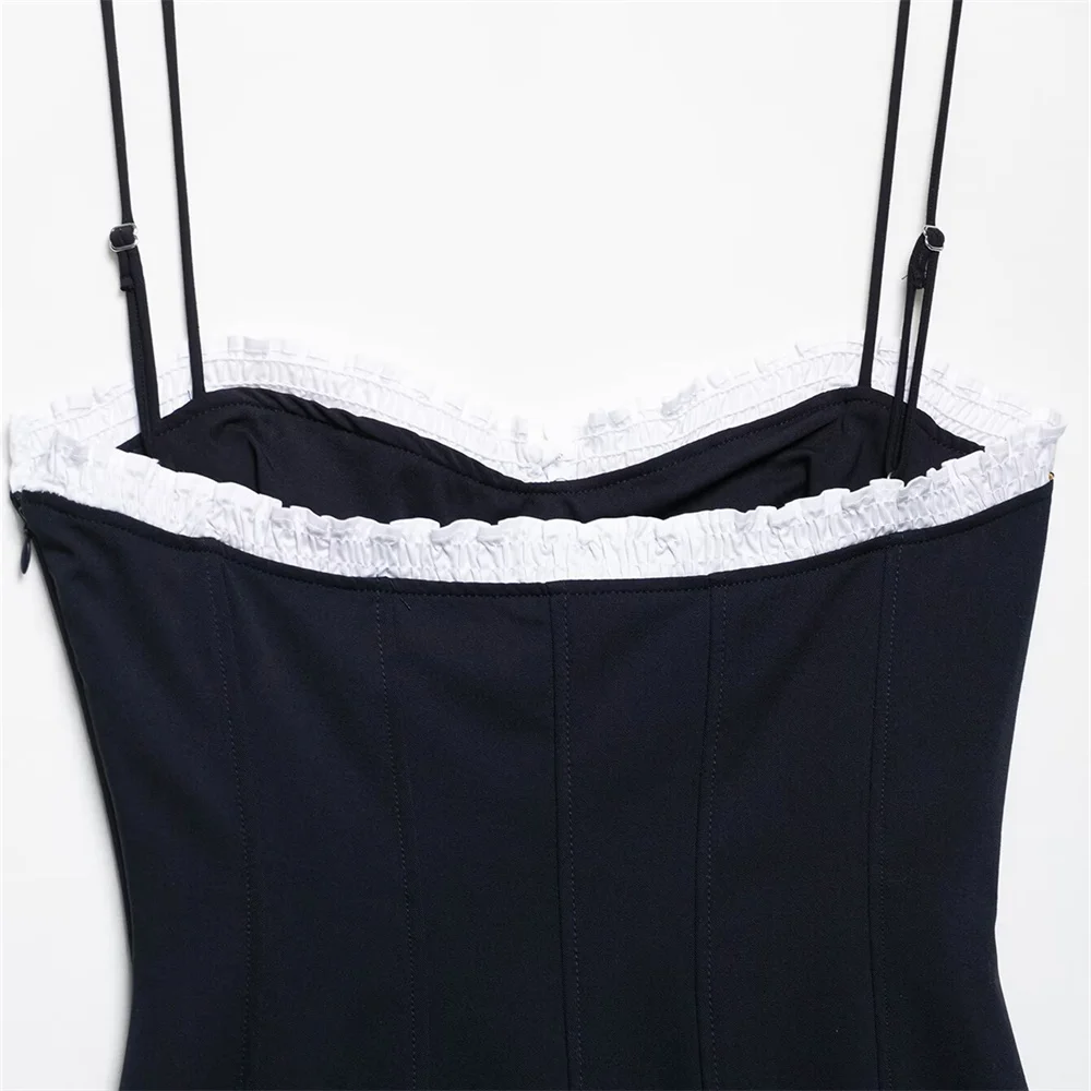 Temperamento feminino fino ajuste arco em camadas vestido camisola decorativa, verão novo vestido sem mangas de um pescoço