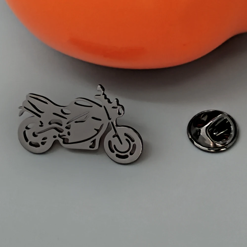 3 Colors Hollow Motorcycle Lapel Pin Stainless Steel Butterfly Clasp Brooch Badge Men Suit Accessory Gift For Biker Enthusiasts