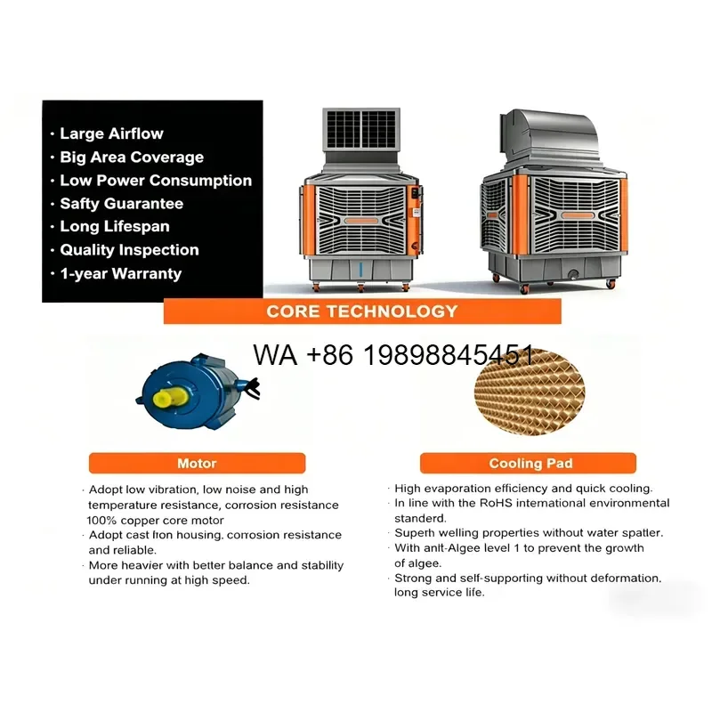 Wmwmnu for Industrial Evaporative Air Cooler IP66 Waterproof Portable Cooling for Dairy Farm Cattle Barn