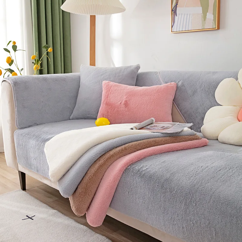 Protector Couch Cover for Sofa for Winter Fur-covered Sofa Cushion Pet Friendly Anti-slip Sofa Covers for Living Room