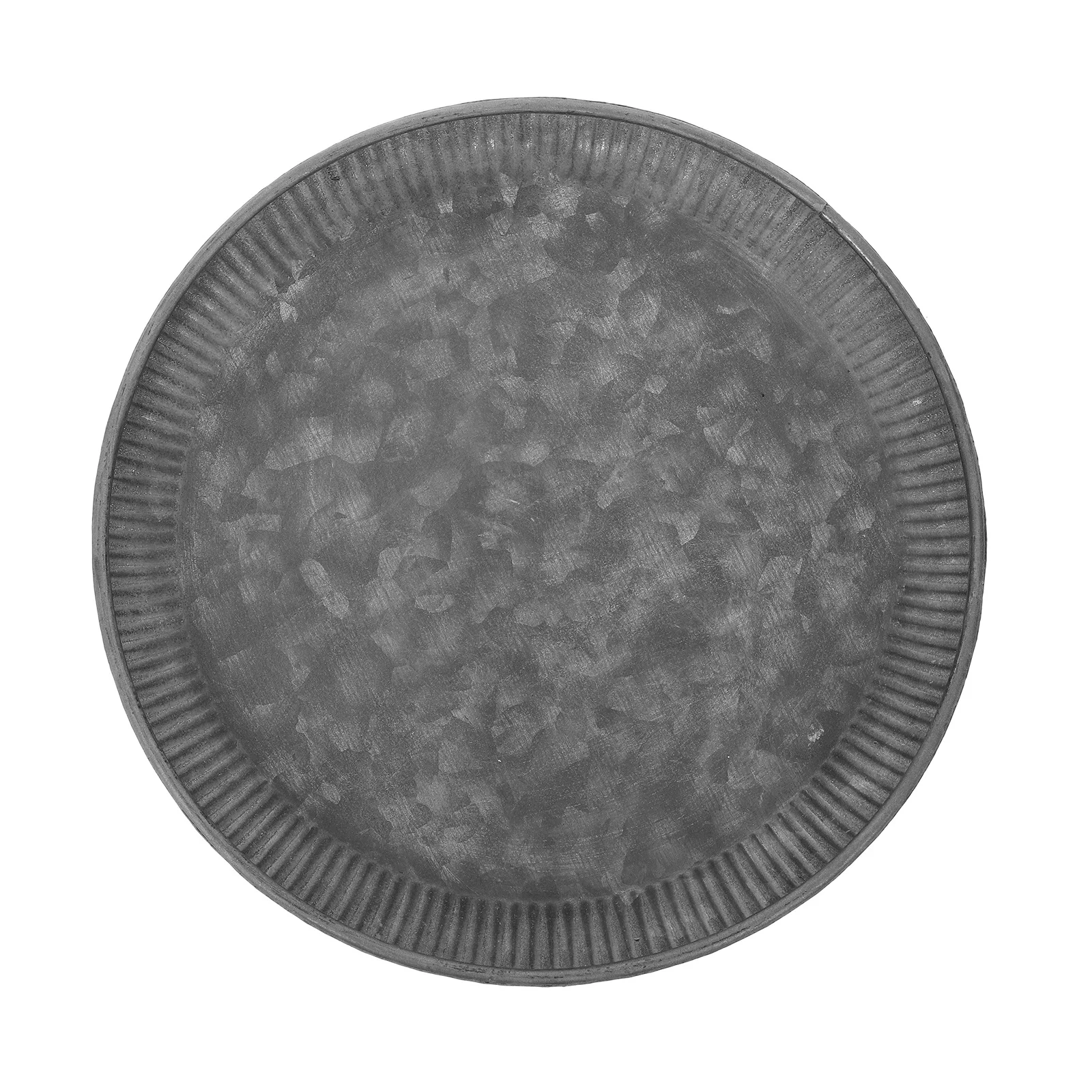 

1pc Metal Decorative Tray Round Galvanized Iron Waved Edge Large Serving Tabletop Display For Home Coffee Table Decor Rustic