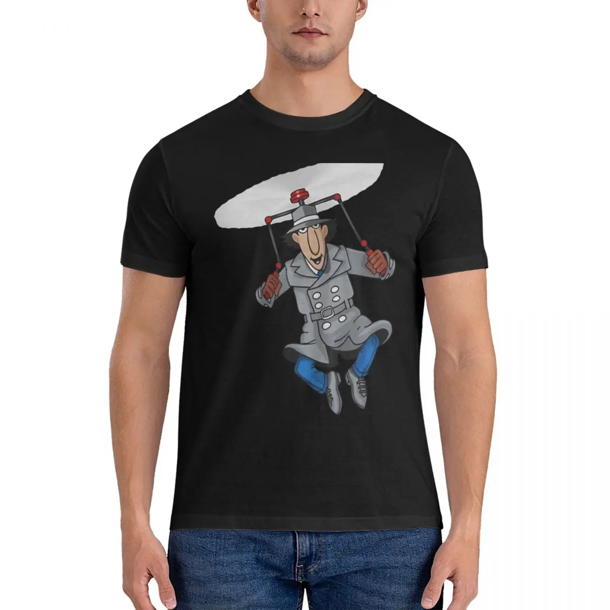 Design Men T Shirt Inspector Gadget Funny Tees Short Sleeve Round Neck T-Shirts 100% Cotton Summer Tops