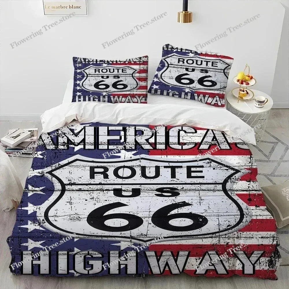 3D Print Historic Route 66,Mother Road,Comforter Bedding Set,Duvet Cover Bed Set Quilt Pillowcase,king Queen Size Bedding Set029