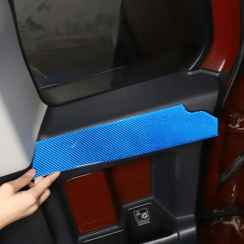 

For Toyota FJ Cruiser 07-21 Soft Carbon Fiber Blue Car Rear Door Inner Window Strip Cover Trim Sticker Interior Car Accessories