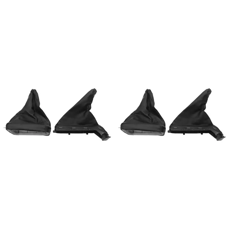 Exclusive 4Pcs Car Handbrake Gear Shift Boot Gaiter Gaitor Pu Leather Black For Opel Astra G Zafira A Vauxhall 1998-2004
