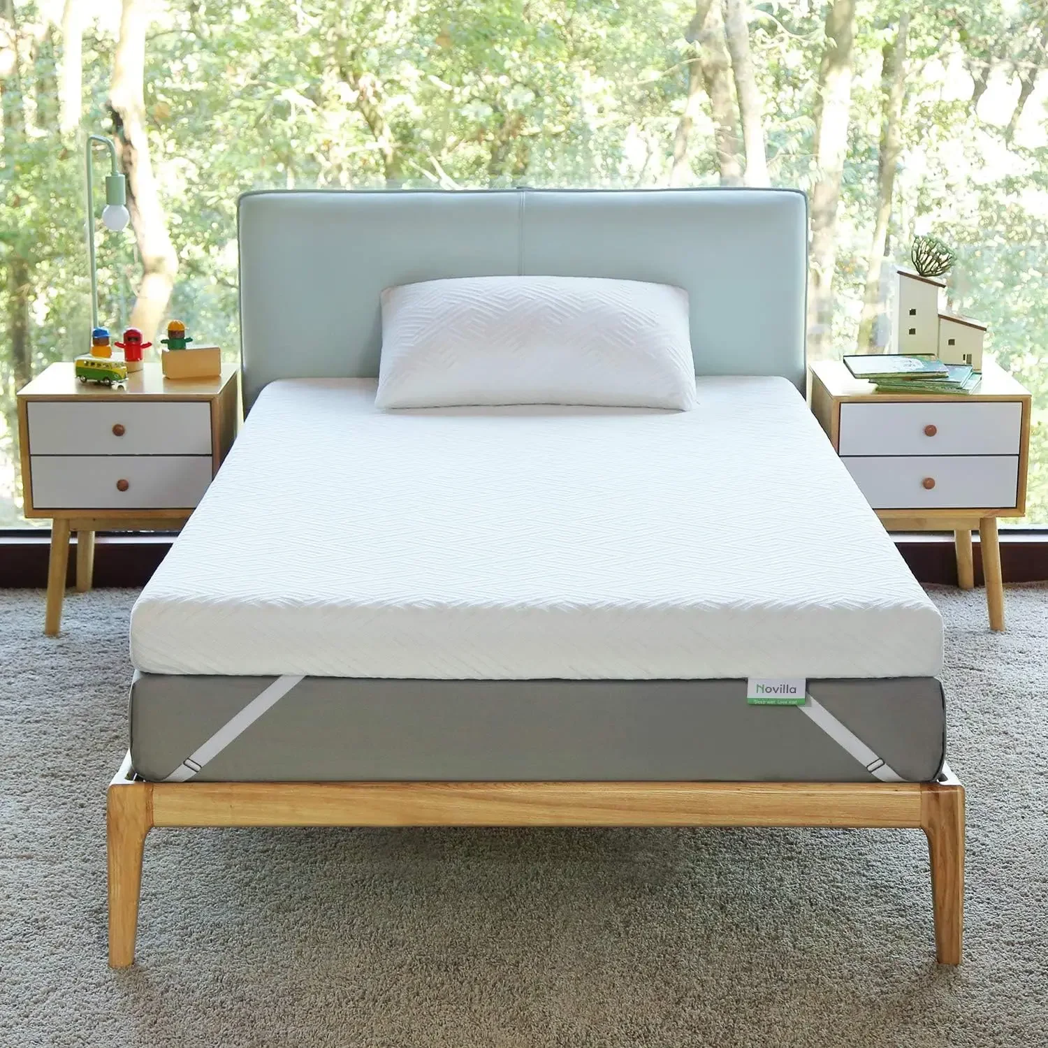 4-inch breathable cooled memory foam mattress top, all white, gel and bamboo charcoal injection for motion isolation