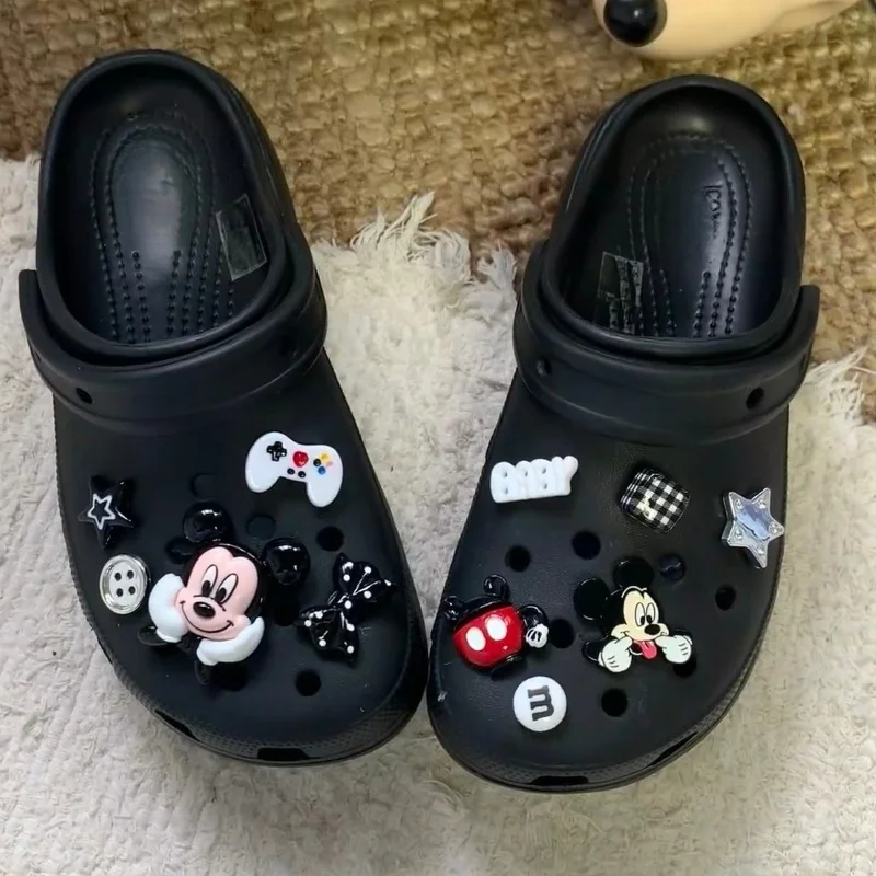 Jibbitz Black Hole Shoe Mickey Accessory Shoe Flower Shoe Buckle  Beach Sandal Accessories, Birthday Christmas Party Gifts