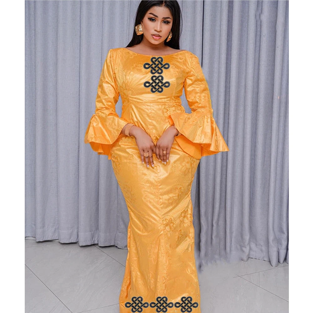 Original Bazin Riche Long Dresses Sexy Women Traditional Wedding Party Clothing Bazin Riche Original Bride Bsin Boubou Clothing