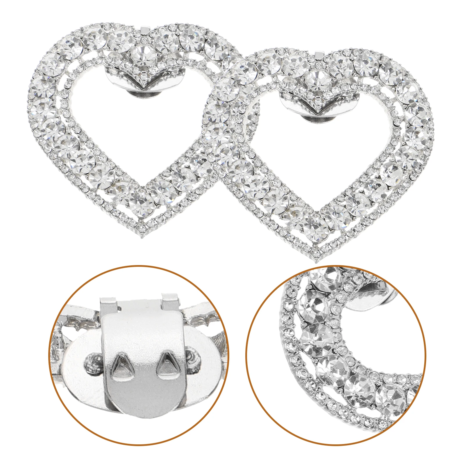 

1 Pair Heart Rhinestone Buckle Clips Sparkly Wedding Decorations High Heel Accessories Elegant Crystal Embellishments For Women