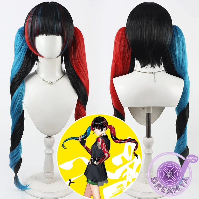

Harusaruhi Cosplay Wig Vtube Black Red Blue Long Synthetic Hair Heat Resistant Halloween Role Play Party Carnival + Free Wig Cap