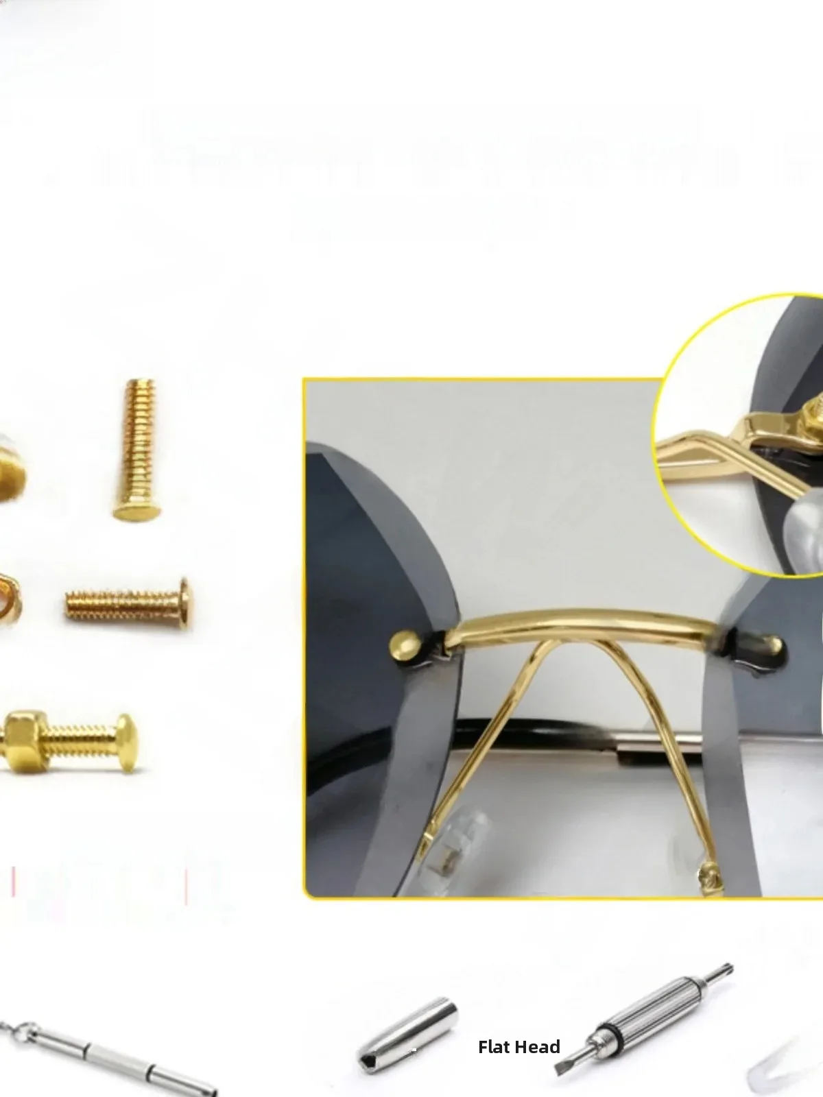 Gold Frameless round Head Screw for Sunglasses Repair Fixed Washer Pad Popular Eyeglasses Maintenance Accessories
