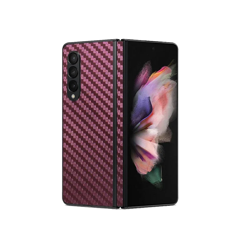 3D Discolored Carbon Fiber Phone Sticker For SAMSUNG Z Fold6 Fold5 5G Back + Hinge Film For Galaxy Z Fold 4 3 2 5G Decal Skin