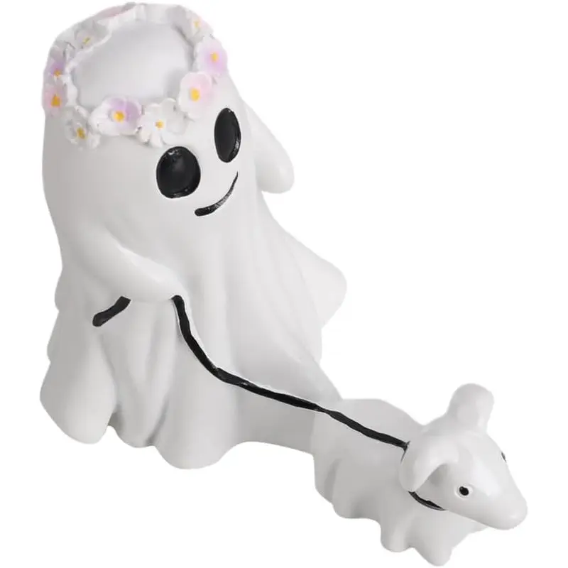 2pcs Halloween Walking Dog Statue, Fun Ghost Dog Figurine Halloween Resin Puppy Decoration for Home Party Porch