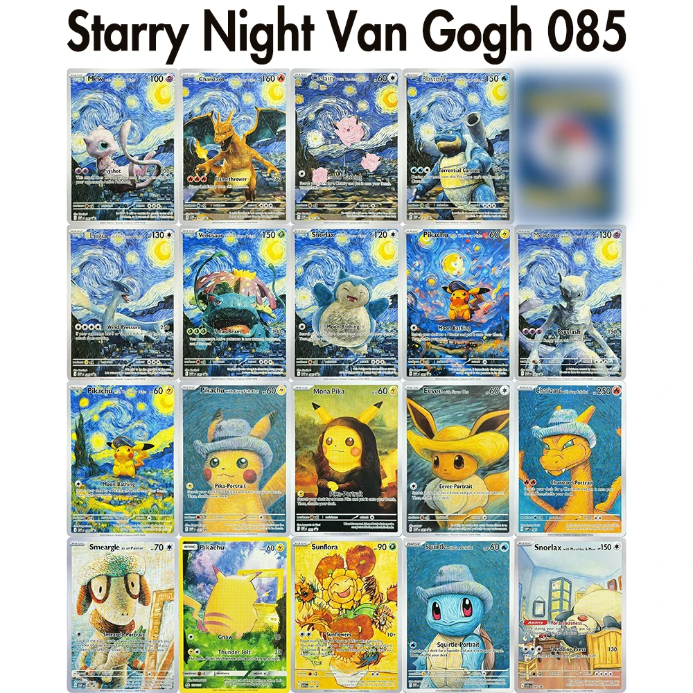 بطاقات ألعاب PTCG بوكيمون ليلة مرصعة بالنجوم فان جوخ 085 SVP مجموعة Charizard Pikachu Venusaur Mew Snorlax Lugia Mewtwo Blastoise #1