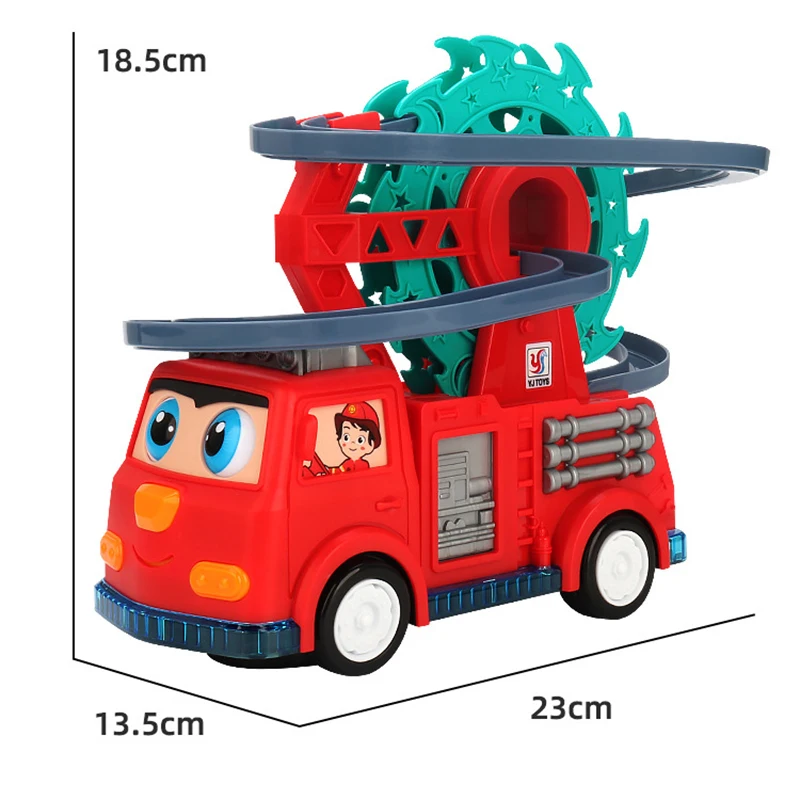 Children Electric Universal Track Fire Truck Duck Slide Track Ferris Wheel Fire Truck With Lights And Music Toy Car