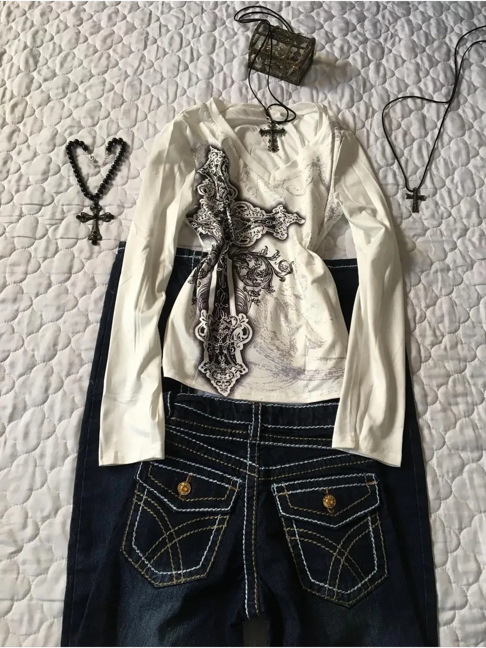 Women s Y2K Gothic Black Printed V neck Long Sleeve Tight Waist T shirt American Retro Autumn New Fashion Slim Fit Top