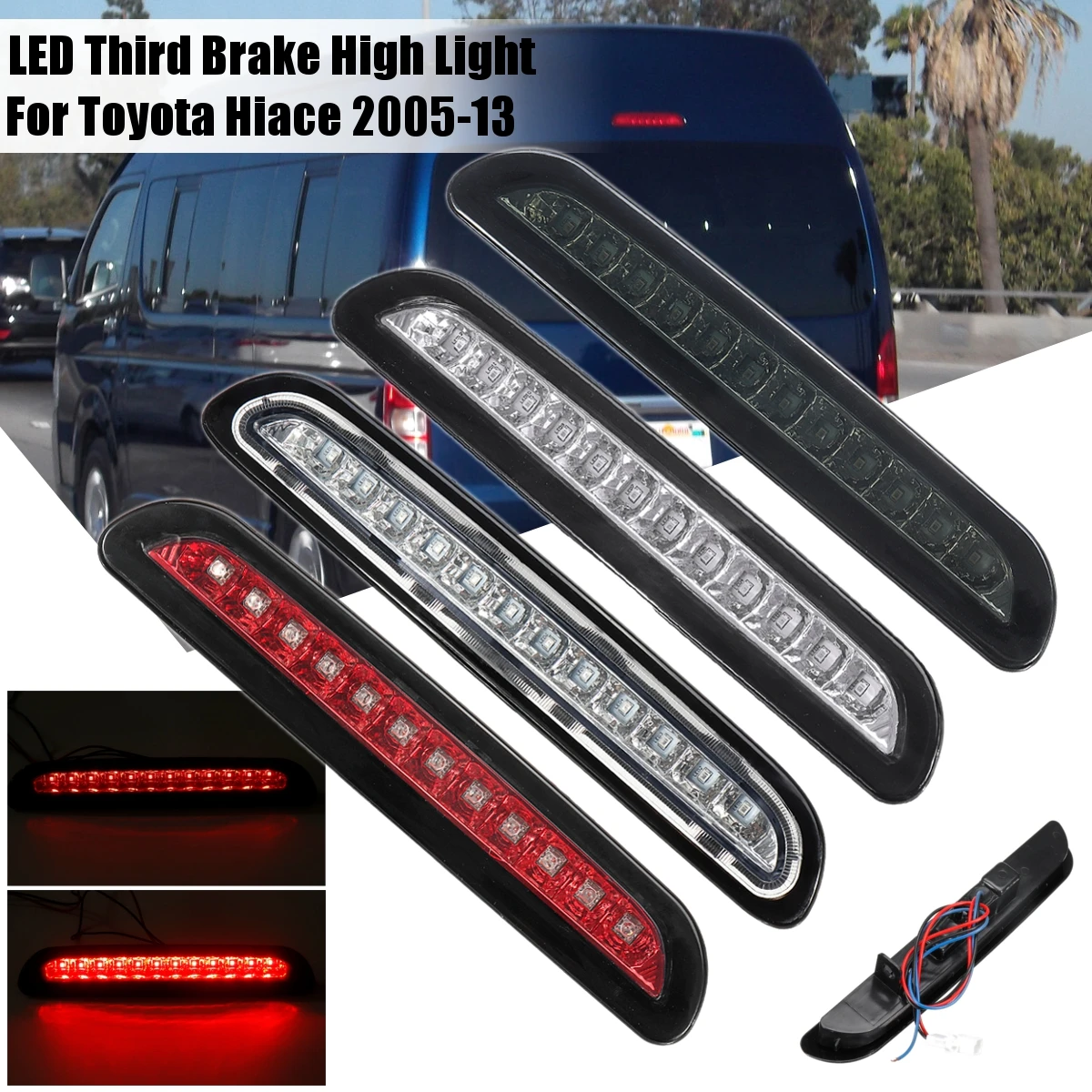 

1pcs Rear Third Brake Light For Toyota Hiace 2005- 2013 LED Additional Tail Stop Light Signal Warning Lamp