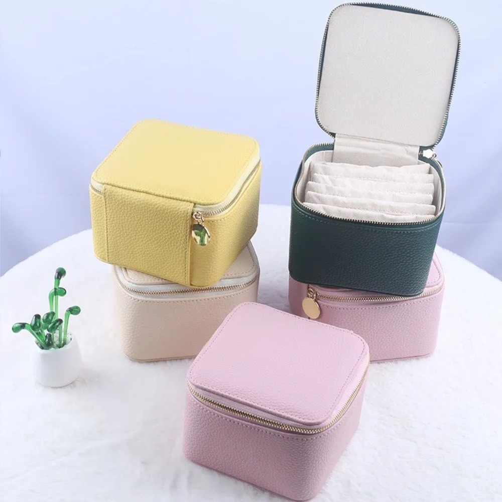 

Portable Travel Jewelry Box Large Capacity PU Leather Jewelry Case with 6/12pcs Small Pouches Earring Storage Case