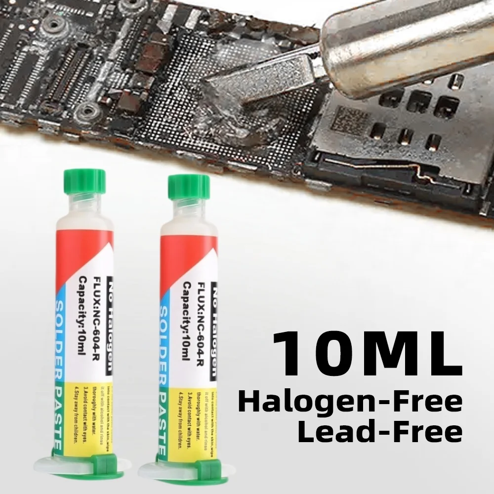 NC-604-R BGA Flux Paste 10ml Syringe No-Clean Liquid Solder Flux BGA Reballing Paste PCB SMD Chip Repair Welding Tools