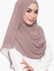 Hijab musulmán de gasa para mujer, bufanda de Color sólido para la cabeza, 70x180cm