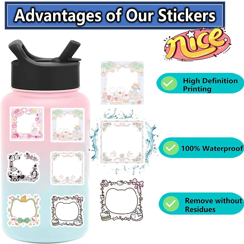 60pcs Cartoon Cute Avatar Frame Sticker Mobile Phone Laptop Computer water bottle Skateboard Sticker Creative Decoration